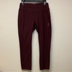 On Running Maroon Cropped Active Tights